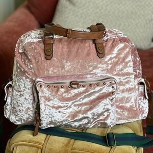 Madden Girl Pink Velvet Crossbody Duffel Bag